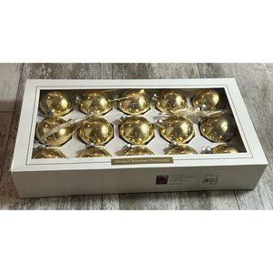 Christmas Ornaments Dayton Hudson Corp. Glass Gold Box of 15 1997 Vintage Round